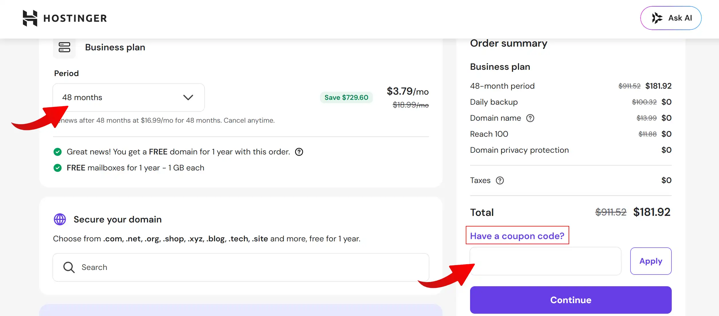 Código de cupón de Hostinger - Código de cupón de Hostinger